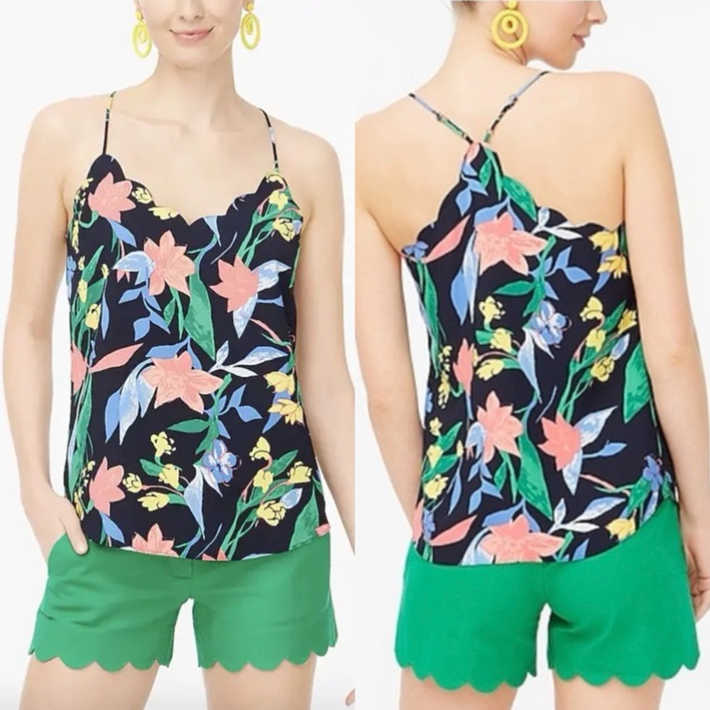 J. Crew Floral Scalloped Cami Top